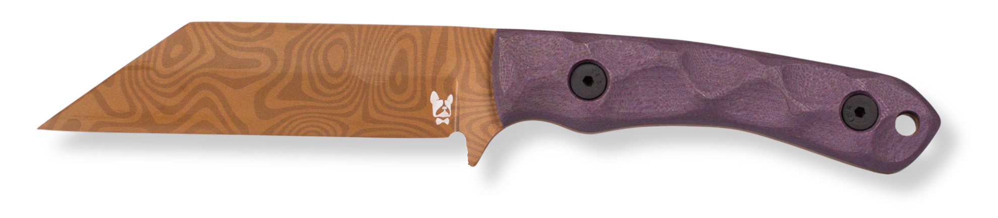 Reverse side of the GP3 What The Kicks showing the What The Kicks mark on the blade